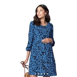 Seraphine Kiki‎ Nursing Dress Blue Floral Knee Length Maternity Dress 8